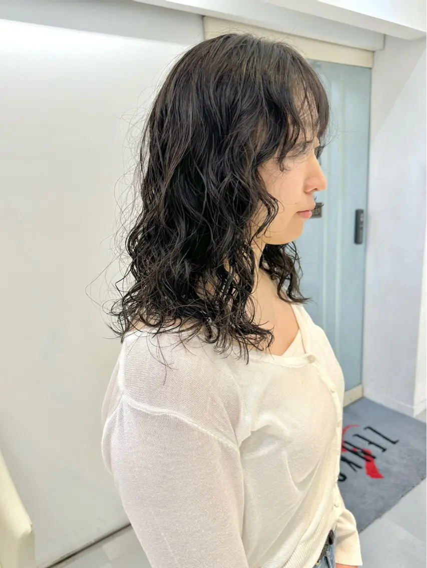 ミディアム カラー パーマ ミディアムパーマ カット ヘアカラー パーマ トリートメント デジタルパーマ 🌀ボブ　萩原　龍のヘアスタイル