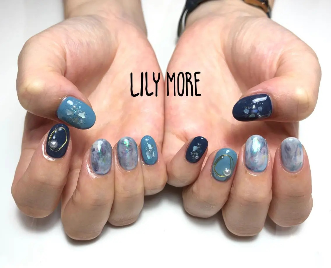 ネイル 大理石ネイル(マーブル) Lily closetのネイルデザイン