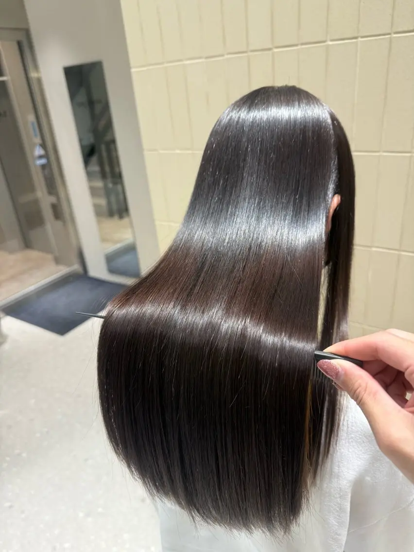 ロング パーマ ヘアアレンジ 髪質改善 縮毛矯正 ストレートパーマ 縮毛矯正 トリートメント 縮毛矯正/髪質改善/ ブリーチ毛/木元渓太のヘアスタイル