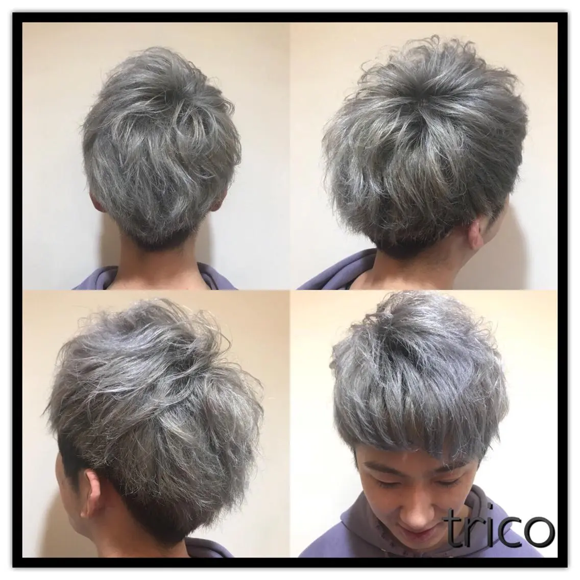 ショート カラー ブリーチ シルバー ホワイトシルバー ヘアカラー 似合わせ/ カラー.岡田友仁のヘアスタイル