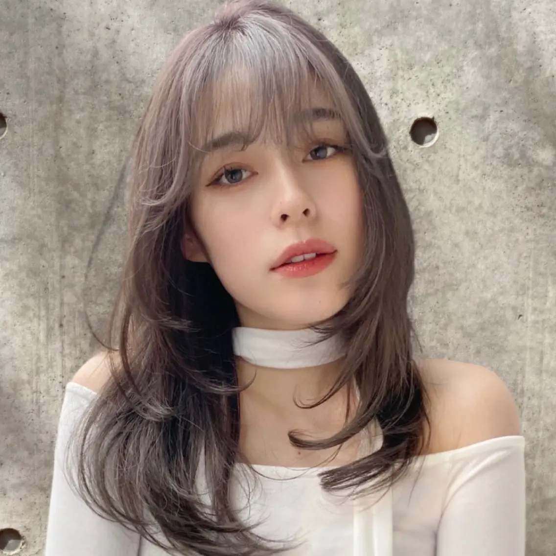 ロング カラー ブリーチ ケアブリーチ グレージュ レイヤーカット シャギー ハッシュカット/艶感 カラー/ユウキ✨のヘアスタイル