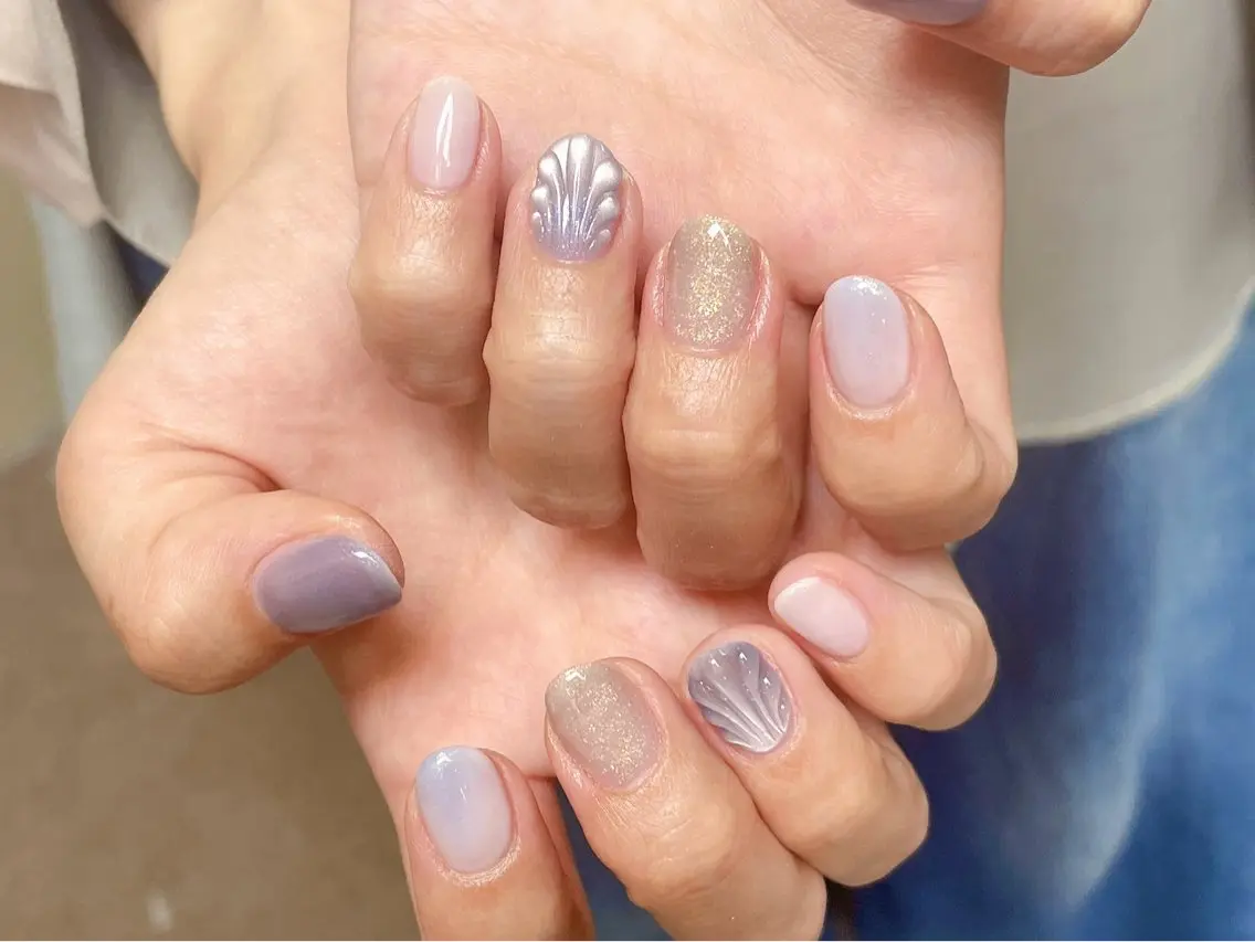 ネイル オーロラネイル フットネイル フレンチネイル ジェルネイル マグネットネイル ハンドネイル mogunail &blowのネイルデザイン
