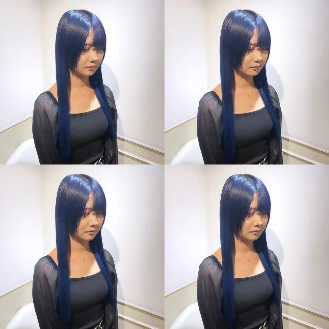 ロング カラー シールエクステ ネイビーカラー エクステ ロング 🌟トップデザイナー 高橋🌟のヘアスタイル