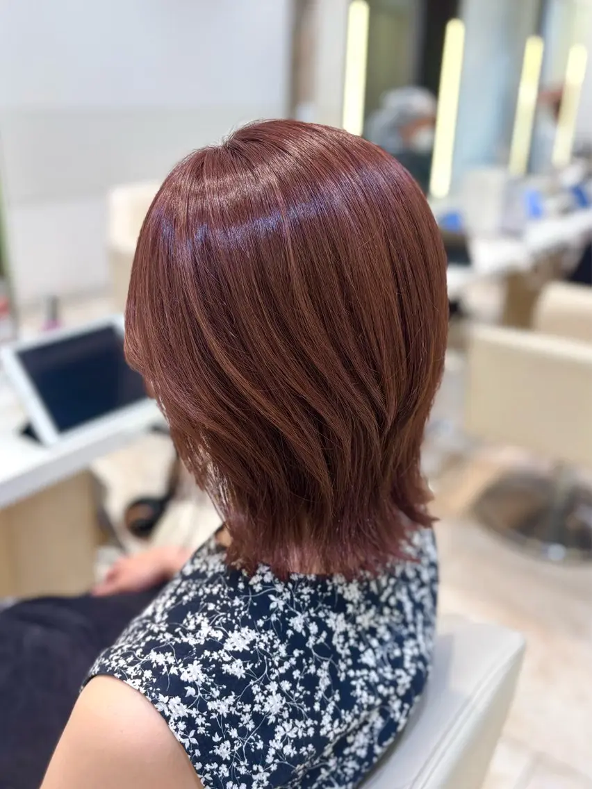 ミディアム カラー ブラウンカラー ピンクカラー ピンクブラウン 髪質改善 カット ヘアカラー MIHO/透明感 カラー/似合わせ✂️のヘアスタイル