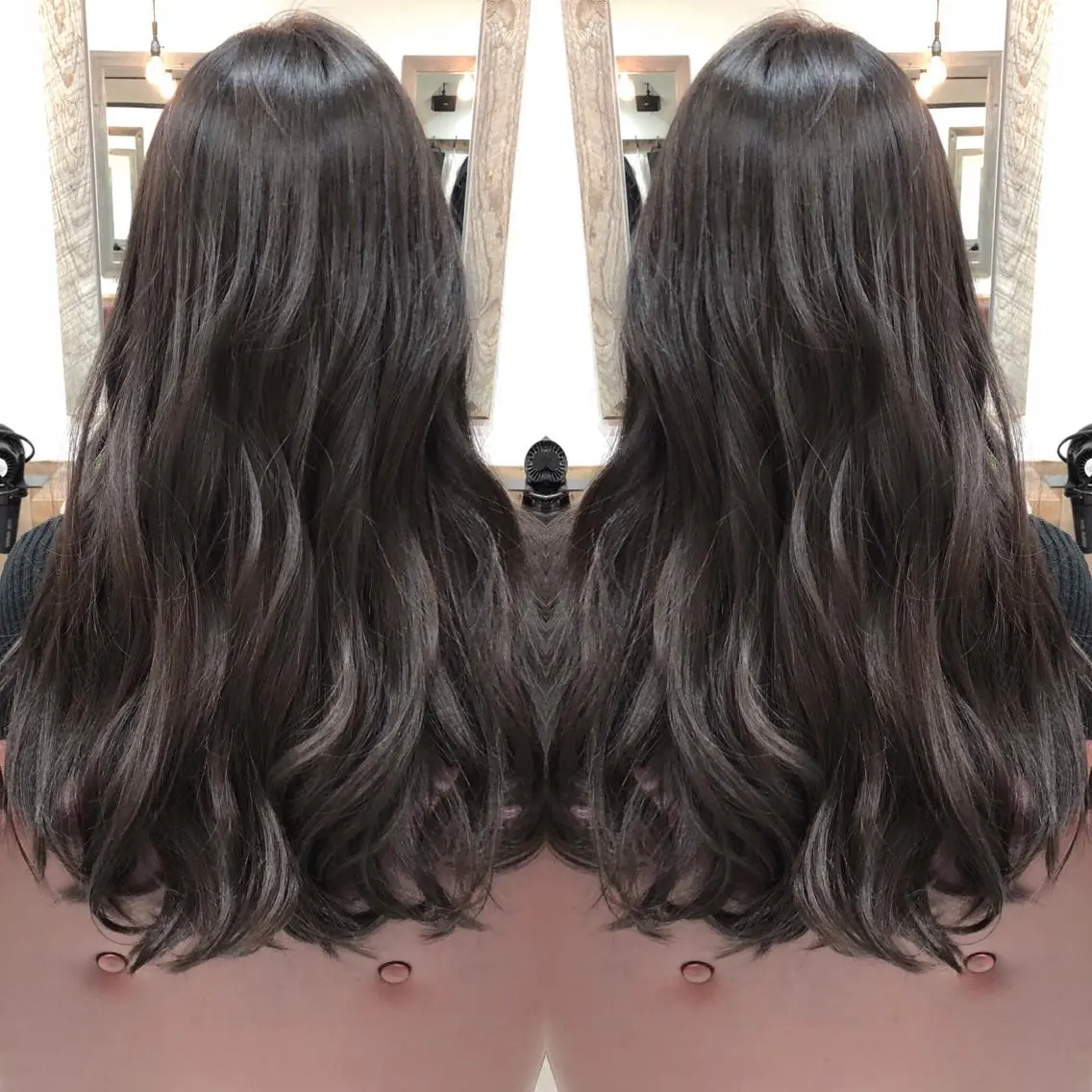 ロング カラー アッシュ ブリーチ ブリーチなしカラー M IIのヘアスタイル