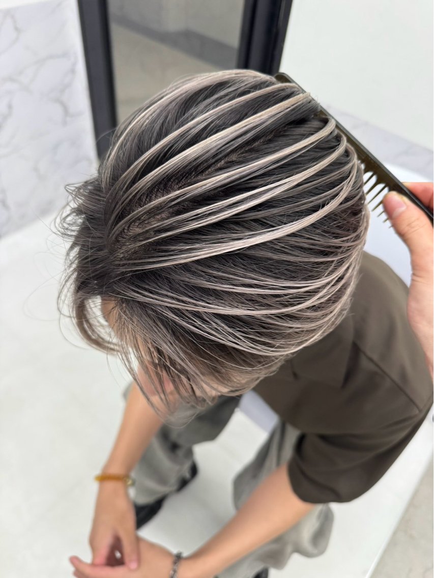 ショート カラー バレイヤージュ レイヤーカット ヘアカラー Kazuki/名古屋 ブリーチ/髪質改善のヘアスタイル