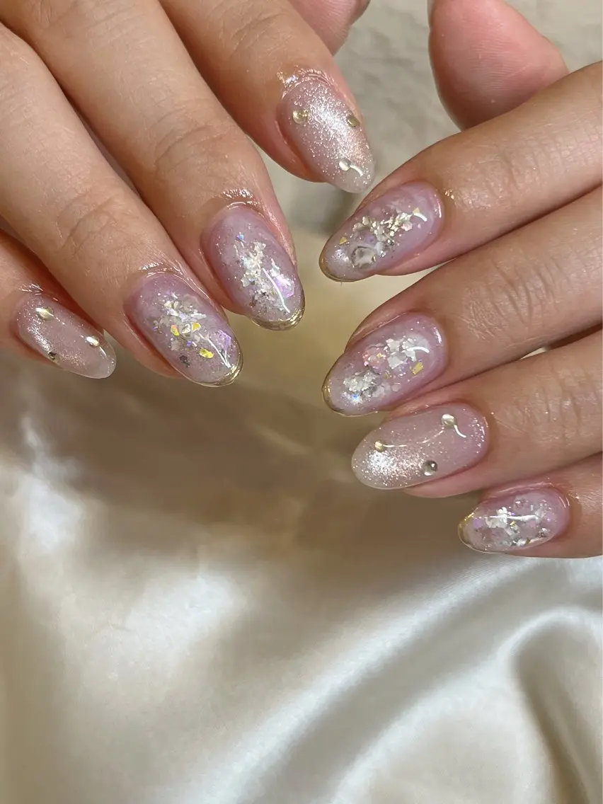ネイル ニュアンスネイル パープル ハンドネイル petit sarina..ෆのネイルデザイン