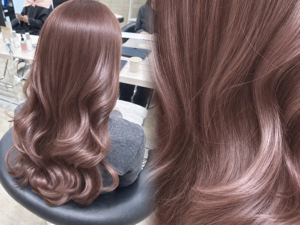 ロング ヘアカラー コハク /縮毛矯正　艶カラーのヘアスタイル