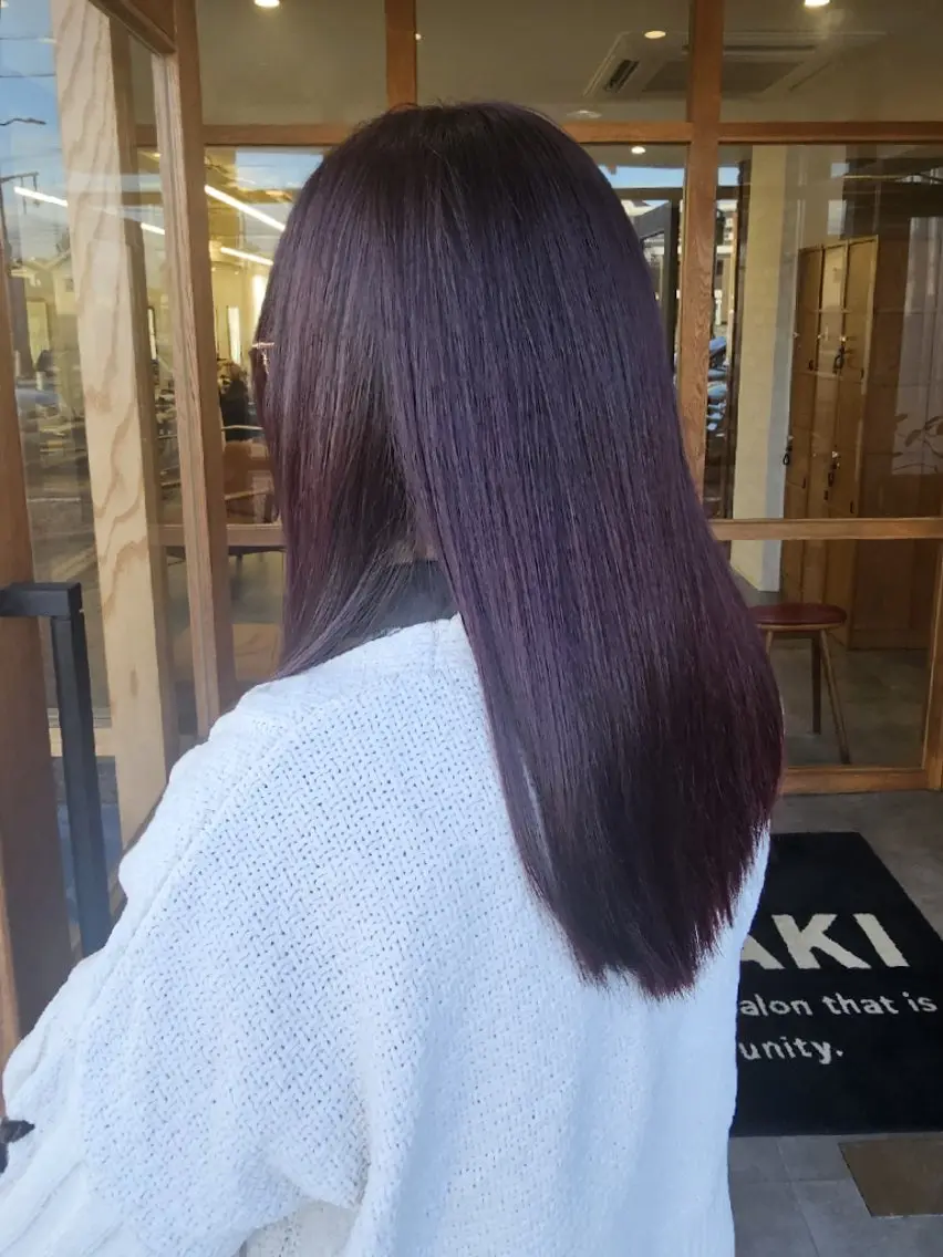 ロング カラー ブリーチ ブリーチなしカラー ピンクカラー きただ あみのヘアスタイル