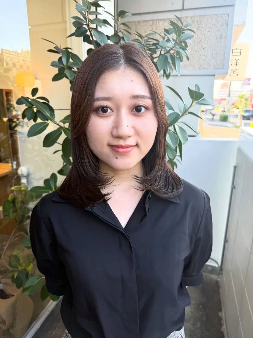 ミディアム カラー カット ヘアカラー トリートメント 角岡 真帆/ボブ/髪質改善のヘアスタイル