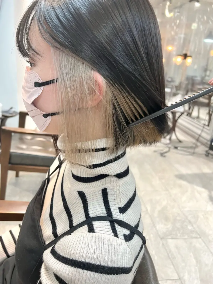 ミディアム カラー ヘアアレンジ ヘアカラー トリートメント ヘッドスパ ヘアセット 🌈インナーカラー ‘ショウマ’🌈のヘアスタイル