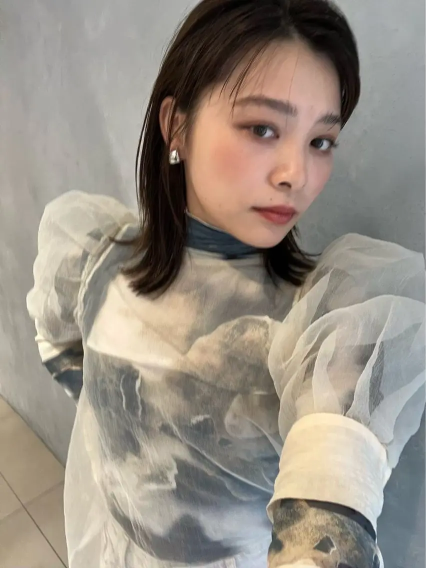ミディアム おしゃれ暖色カラー ゆあんのヘアスタイル