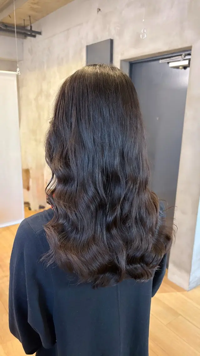 ミディアム カラー パーマ カット パーマ ♠️暗髪レイヤー♠️ 中山唯斗のヘアスタイル
