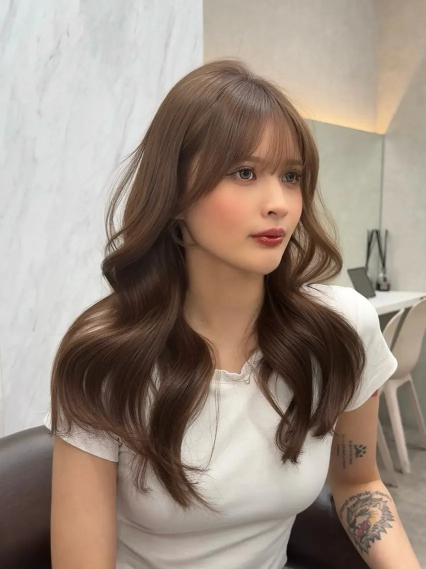 セミロング カラー カット ヘアカラー トリートメント ヘアセット レイヤーダブルカラー KYONのヘアスタイル
