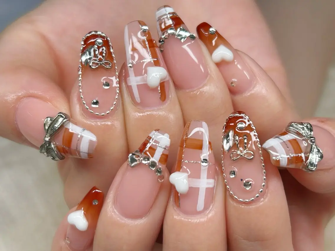 ネイル アートネイル チークネイル 成人式 入学式 長さ出し ハンドネイル Lino Nailのネイルデザイン