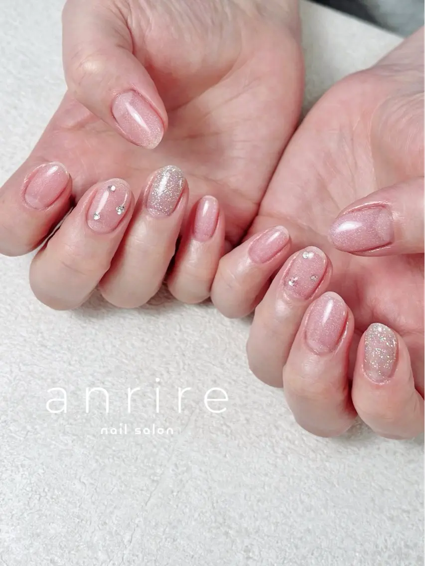 ネイル フラッシュネイル ジェルネイル キラキラネイル マグネットネイル オフィスネイル ハンドネイル nailsalon anrireのネイルデザイン