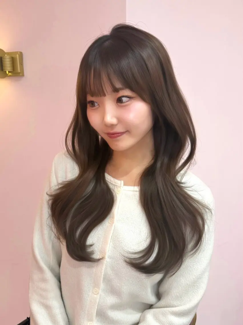 セミロング カラー ベージュカラー ブリーチ ブラウンカラー チョコレートブラウン 透明感カラー カット ヘアカラー トリートメント 渋谷/韓国ヘア/ 顔まわり♡Ayakaのヘアスタイル