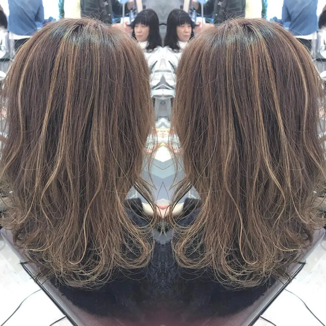 セミロング カラー ハイライトカラー イルミナカラー ハイライト 青木 茂樹⭐️ 透明感カラーのヘアスタイル