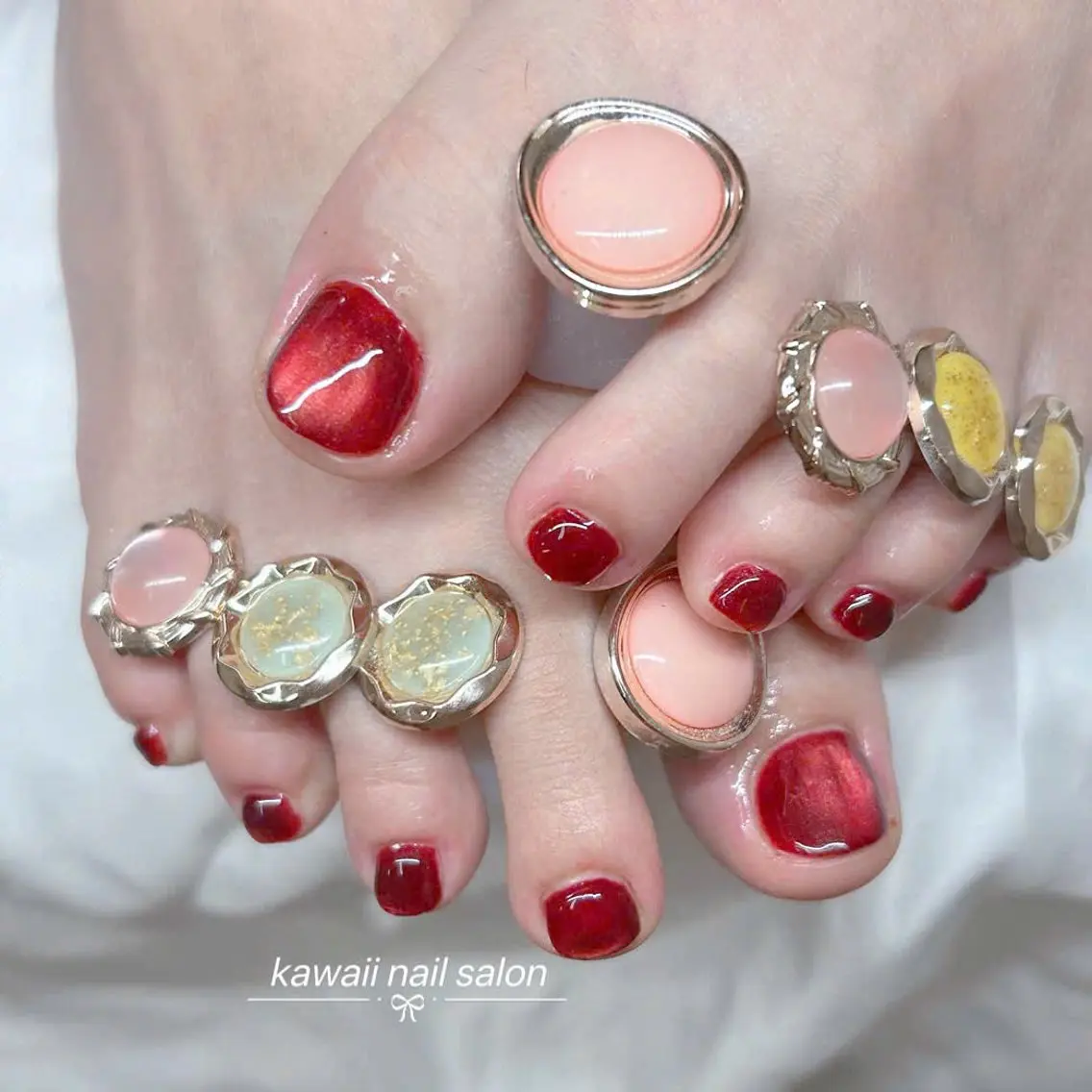 ネイル ドット フレンチネイル 韓国ネイル マグネットネイル オフィスネイル Kawaii Nail Salonのネイルデザイン