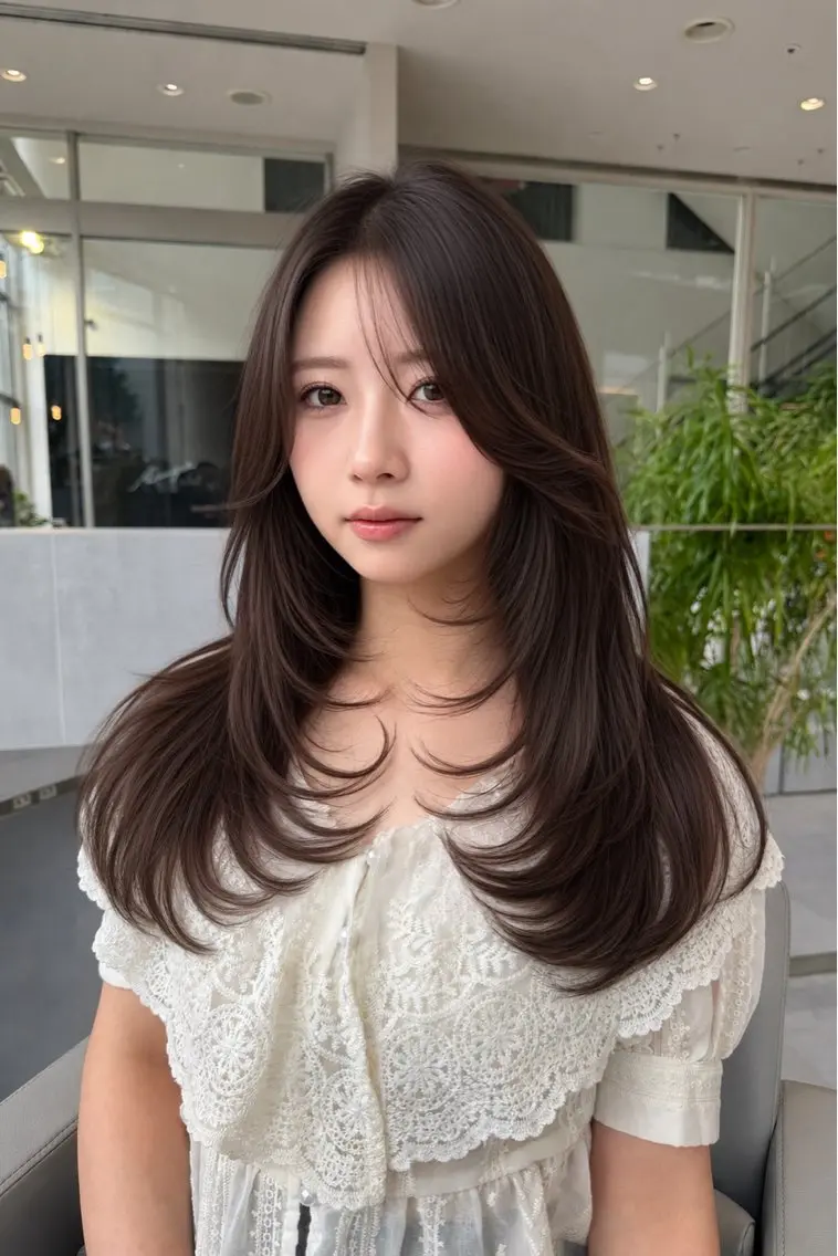 ロング カラー レイヤーカット 清水 翔太のヘアスタイル