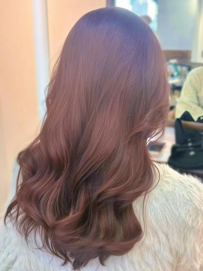 ロング カラー ベージュカラー ブリーチ コーラルベージュ ブリーチなしカラー カット ヘアカラー トリートメント ヘアセット ♡レイヤーボブ パーマ/うらら♡のヘアスタイル