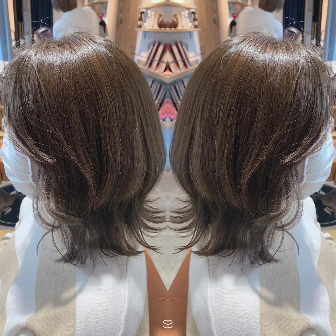 ミディアム カラー ベージュカラー オリーブベージュ ヨシンモリ 韓国🇰🇷 ✂︎hair 内田愛のヘアスタイル