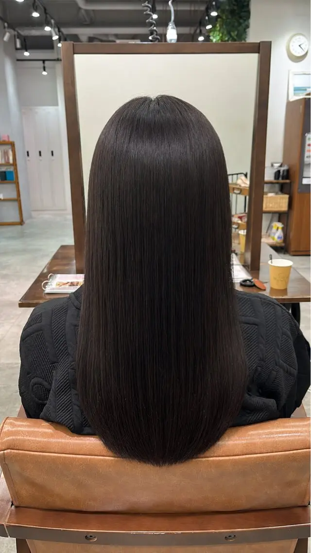 ミディアム カラー パーマ 縮毛矯正 縮毛矯正 / 透明感カラー首藤大翔のヘアスタイル
