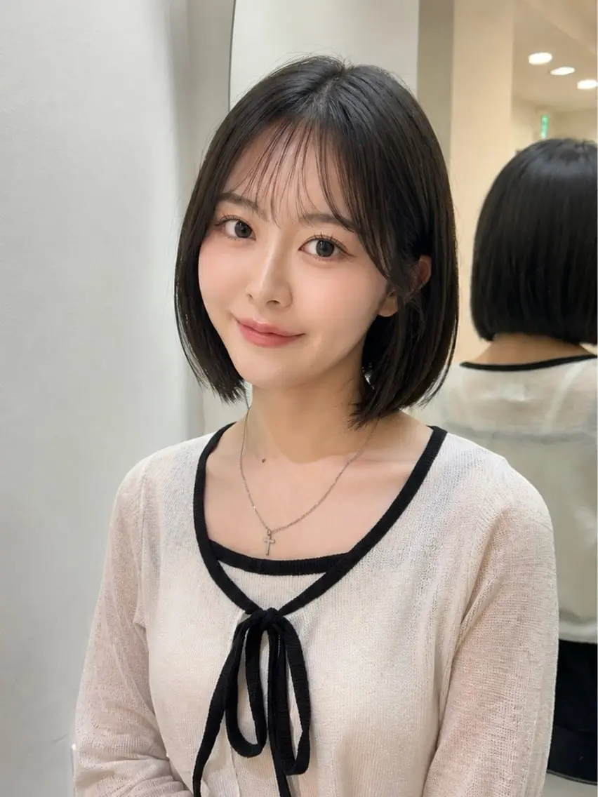 平日20時​〜​【韓国風ボブカット🇰🇷】+艶トリートメント+✨バッサリカットも整えカットも大歓迎です💗の写真