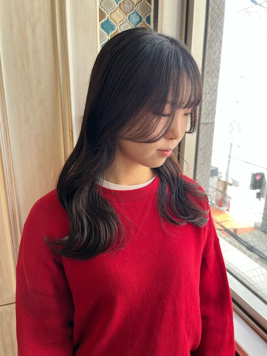 セミロング カット ヘアカラー トリートメント あさだ しゅうたろうのヘアスタイル