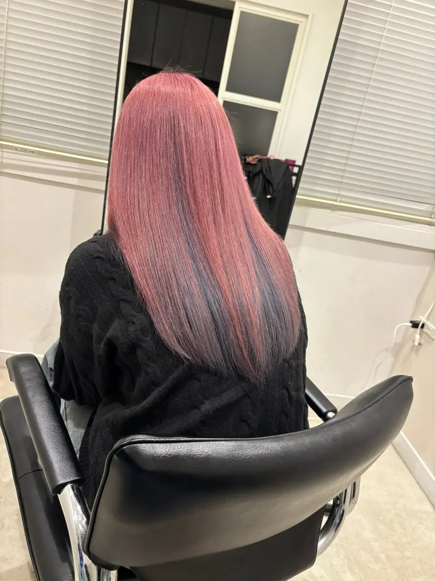 ロング カット ヘアカラー トリートメント ピンク🌸/暖色/ ブリーチ/横浜/金光のヘアスタイル