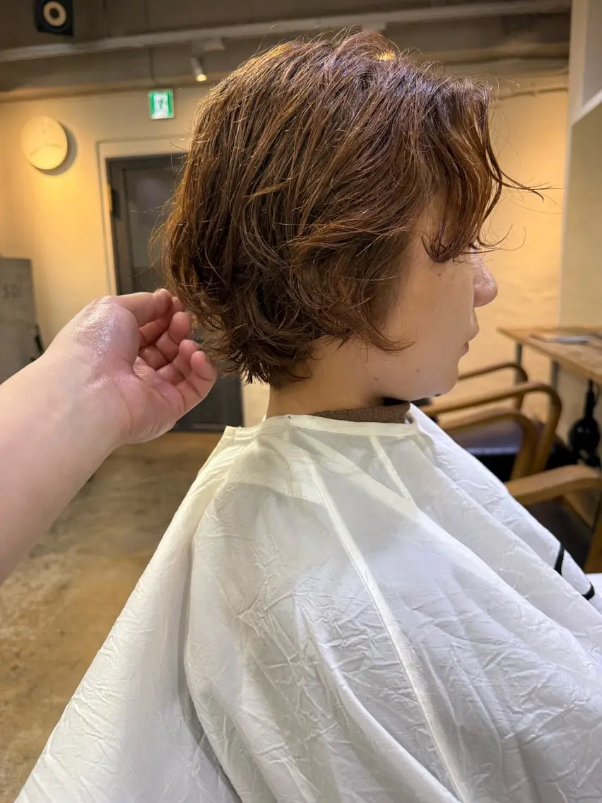 ショート パーマ ボブ ショートヘア ニュアンスパーマ 森貴裕/ベージュ/ パーマ/オリーブのヘアスタイル