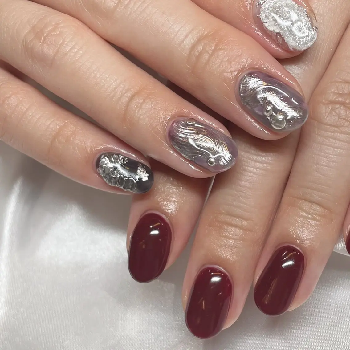 ネイル ボルドー ニュアンスネイル ハンドネイル Tsukahara 🌷仙台PARCOのネイルデザイン