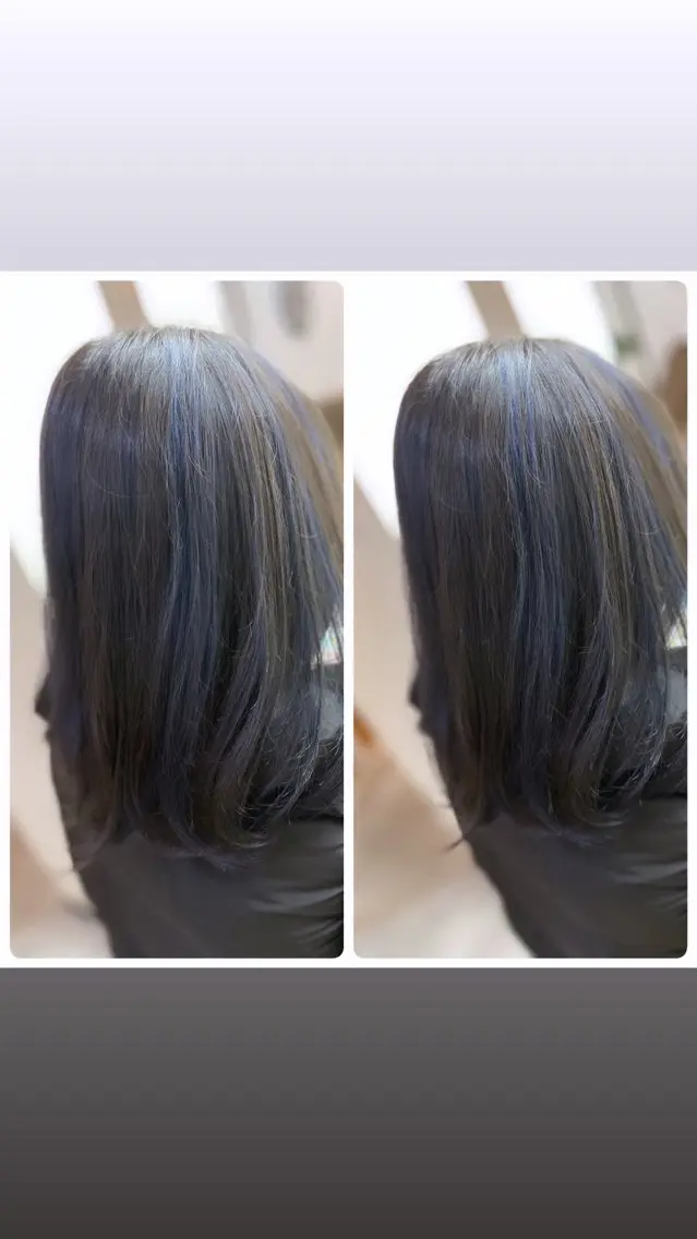 ミディアム ハイライト ヘアカラー 飯星慧斗 /ブリーチ、縮毛矯正のヘアスタイル