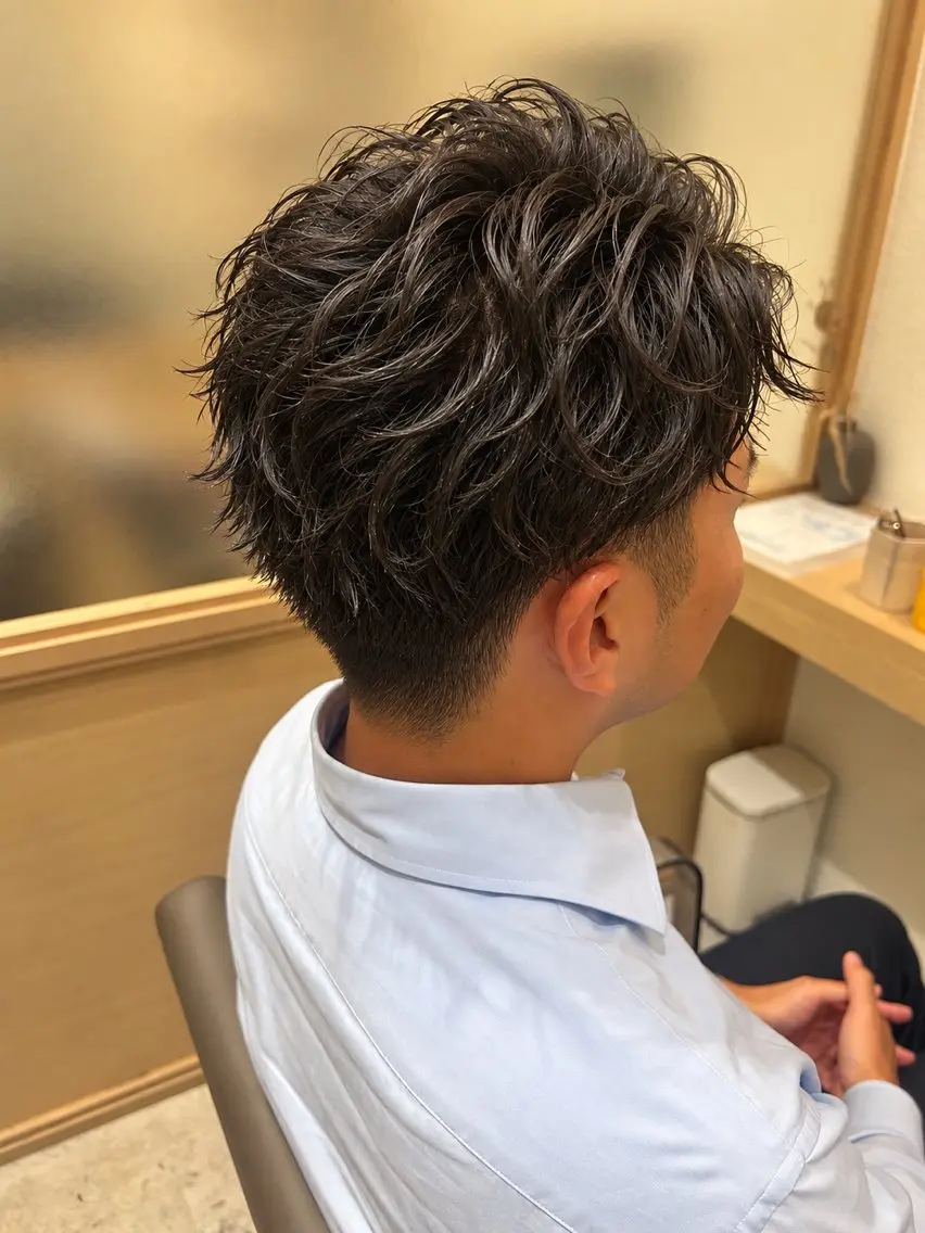 ショート メンズ メンズパーマ ケアカラー ヘッドスパ 久木原 ゆりのヘアスタイル