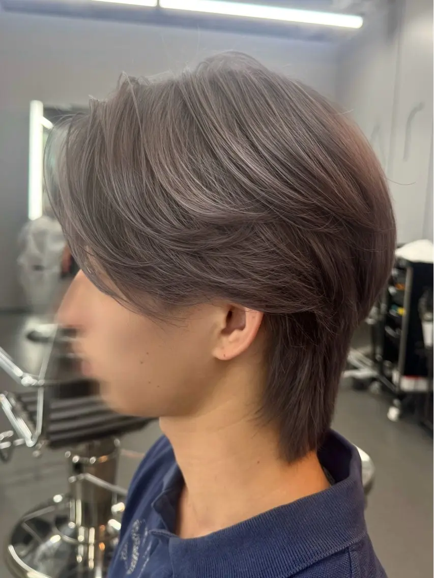 カラー メンズ メンズブリーチ センターパート ダウンパーマ カルマパーマ メンズ韓国風 ヘアカラー トリートメント Ayuki /福岡/メンズカットのヘアスタイル