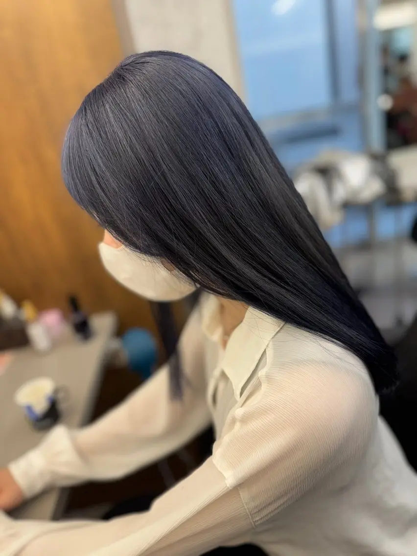 ロング カラー ネイビーカラー ハイトーン/メンズ パーマ👾ますのヘアスタイル