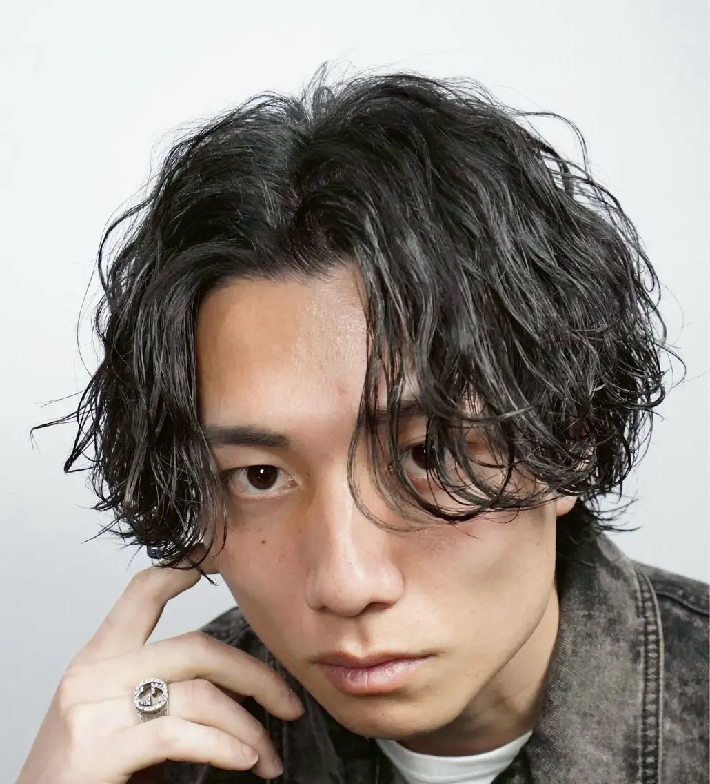ミディアム パーマ メンズ 恵比寿メンズカット モデル無料/かずきのヘアスタイル