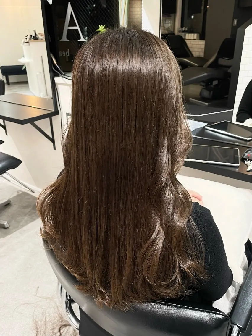 ロング カラー ブリーチ グレージュ ブリーチなしカラー ハルカ ・のヘアスタイル