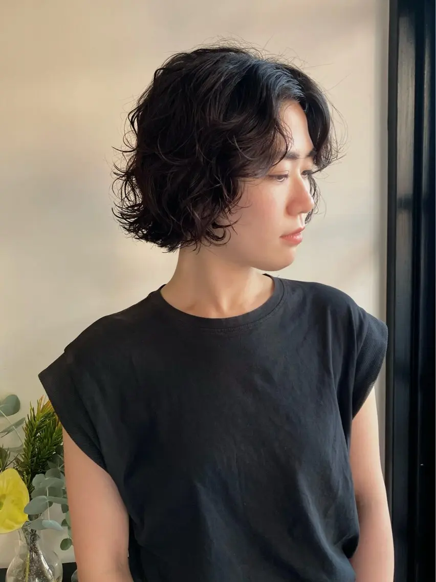 ショート パーマ ボブ ショートヘア ニュアンスパーマ カット パーマ 川間 将彦のヘアスタイル