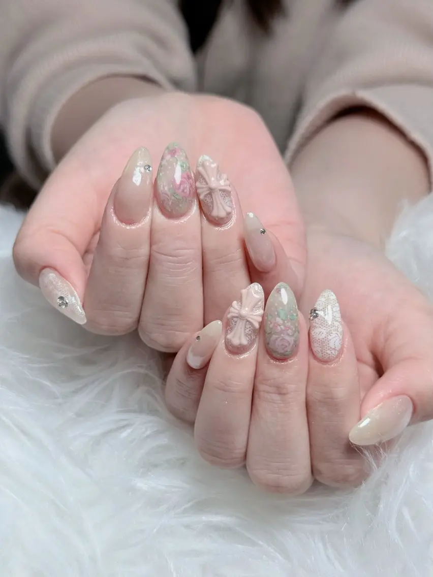 ネイル ボルドー チークネイル 長さ出し フレンチネイル ジェルネイル ハンドネイル VANI Belle Nailのネイルデザイン