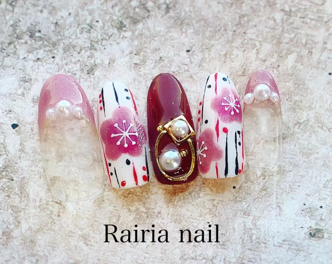 ネイル アートネイル ジェルネイル パラジェル 冬ネイル Rairia nail本八幡店のネイルデザイン