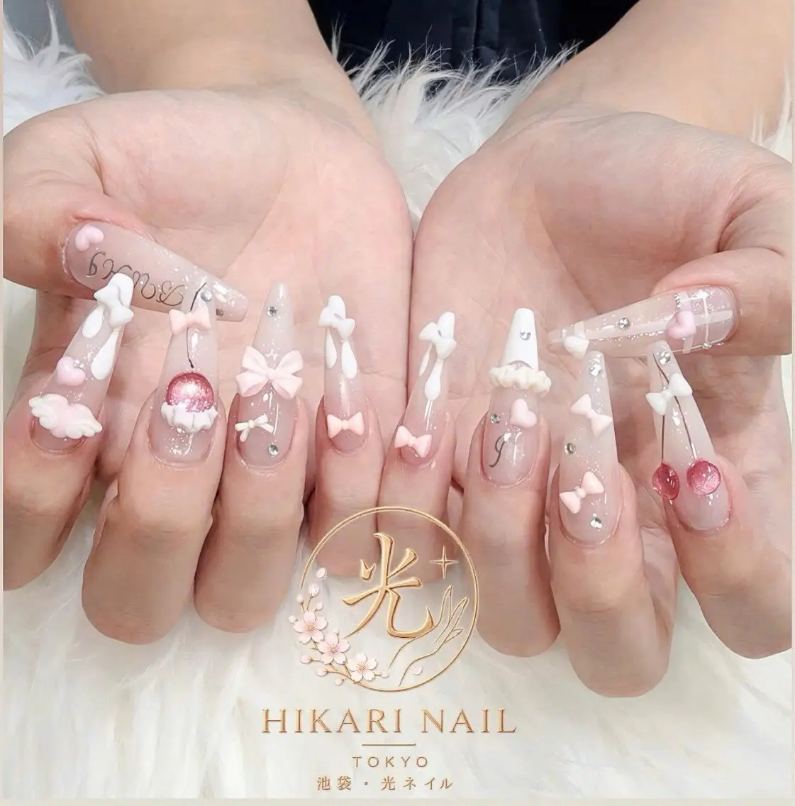 ネイル チークネイル 長さ出し フレンチネイル ガーリー ハロウィン ハンドネイル HikariNail Ikebukuroのネイルデザイン