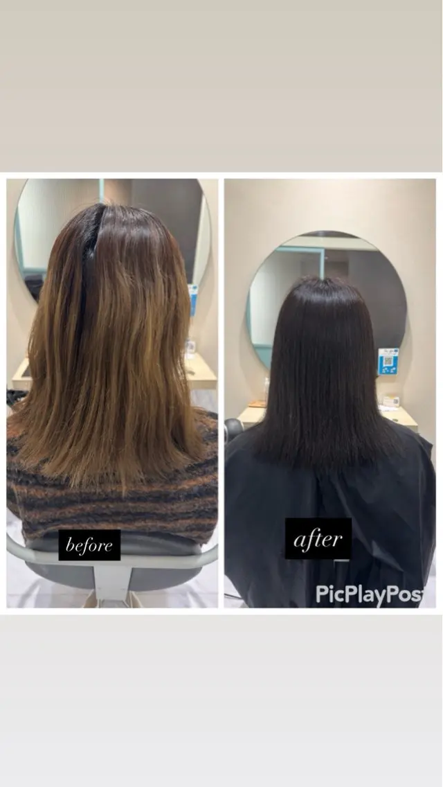 ミディアム カット 縮毛矯正 トリートメント 丹野 圭太のヘアスタイル