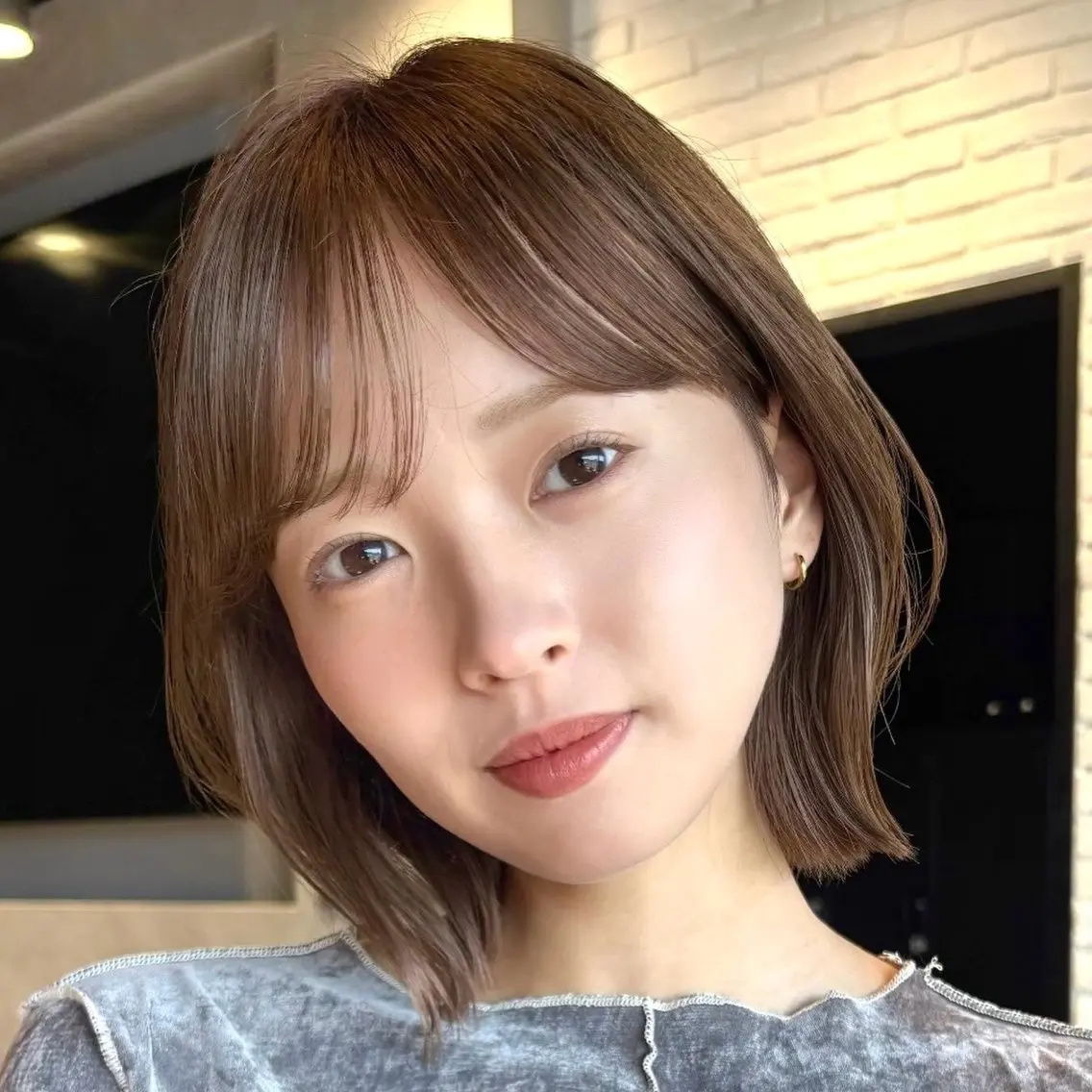 ショート カラー ボブレイヤー ベージュカラー ヘーゼル ボブ レイヤーカット カット ヘアカラー トリートメント 顔まわり🥨レイヤー /透明感/水口舞奈のヘアスタイル