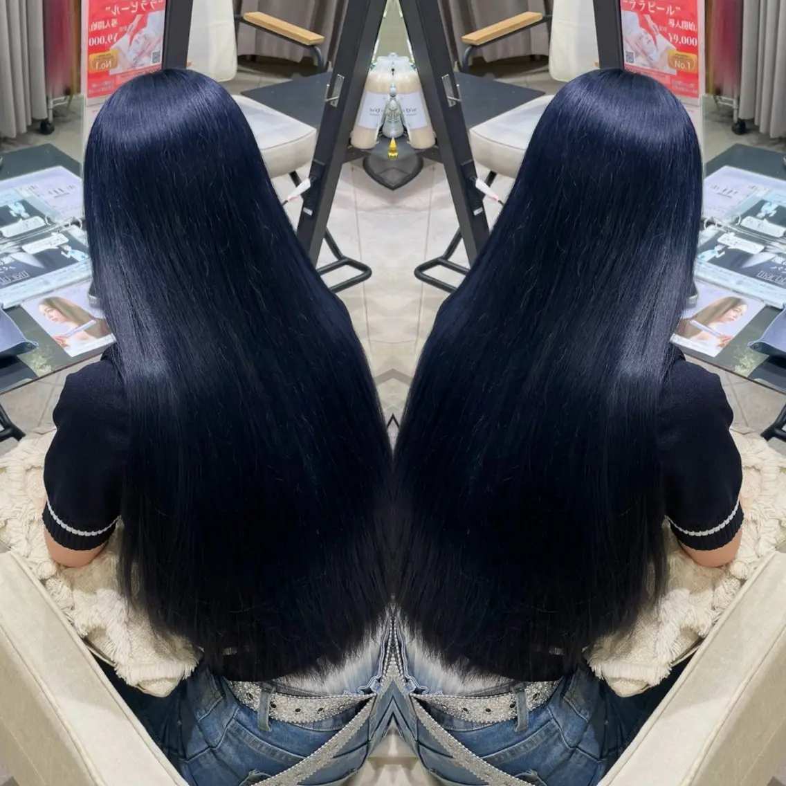 ロング カラー ベージュカラー ブルーカラー ダブルカラー ネイビーカラー ヘアカラー 🦋美髪/エクステ 🦋アベイクミのヘアスタイル
