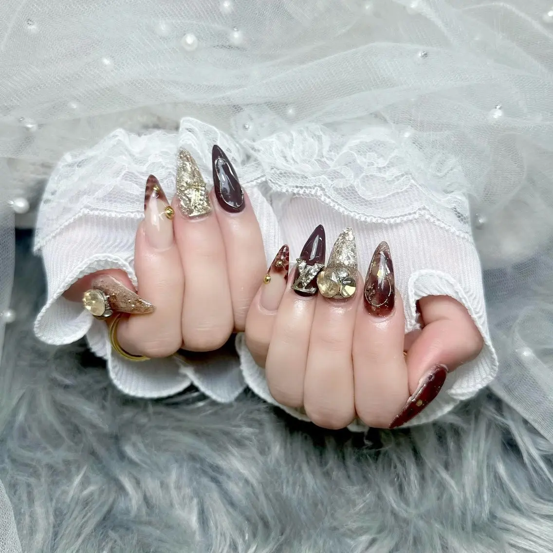 ネイル アートネイル ジェルネイル キラキラネイル 韓国ネイル ロングネイル ハンドネイル Nova Nailのネイルデザイン