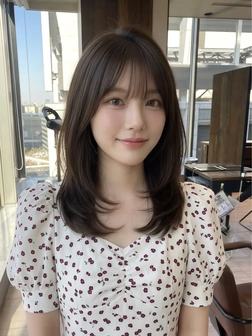 セミロング カット ヘアカラー 透明感カラー/韓国レ イヤー/宮下知也のヘアスタイル