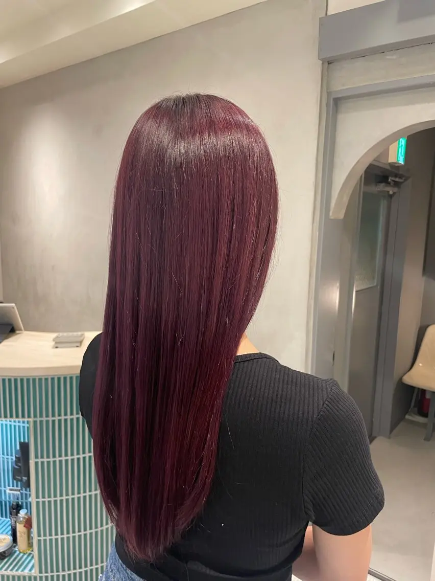 ロング カラー ブリーチ カシス ヘアカラー トリートメント たかはし ゆうなのヘアスタイル