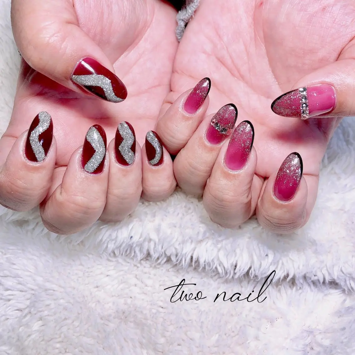 ネイル アートネイル フットネイル ハート ニュアンスネイル ホワイト two nailのネイルデザイン