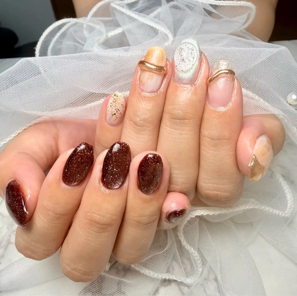 ネイル アートネイル チークネイル フラッシュネイル フラッシュマグ フレンチネイル Mai’s nailのネイルデザイン